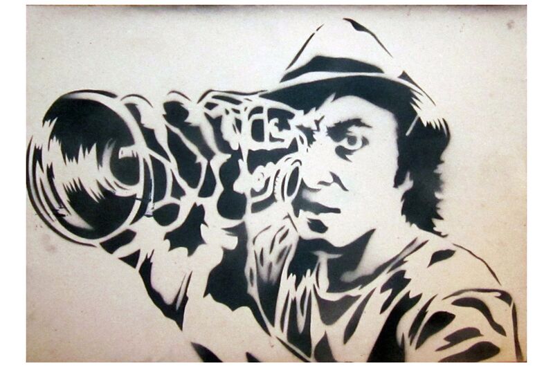 Mr. Brainwash, ‘Self Portrait’, 2008, Painting, Stencil on found card with spray paint, Chiswick Auctions