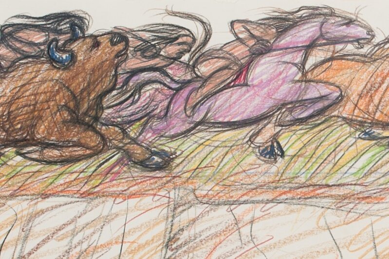Luis Jiménez, ‘Buffalo Hunt’, 1990, Drawing, Collage or other Work on Paper, Pastel and graphite on paper, Bentley Gallery