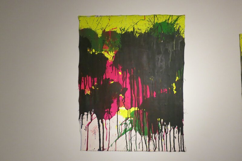 Ushio Shinohara 篠原 有司男, ‘Magenta, Green and Black on Yellow ’, 2016, Painting, Acrylic on Canvas, Deborah Colton Gallery