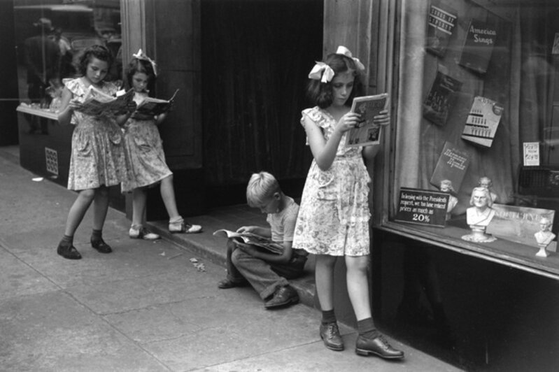 Ruth Orkin, ‘Comic Book Readers, NYC, 1947’, 1947, Photography, Black and white silver gelatin posthumous photograph, Los Angeles Center of Photography Benefit Auction