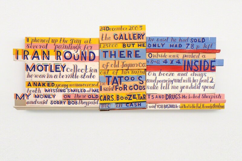 Bob and Roberta Smith, ‘'Diary Page: 24 December 2005, I Phoned Up The Guy At The Gallery'’, 2007, Painting, Signwriters enamel on recycled timberwood, Kusseneers