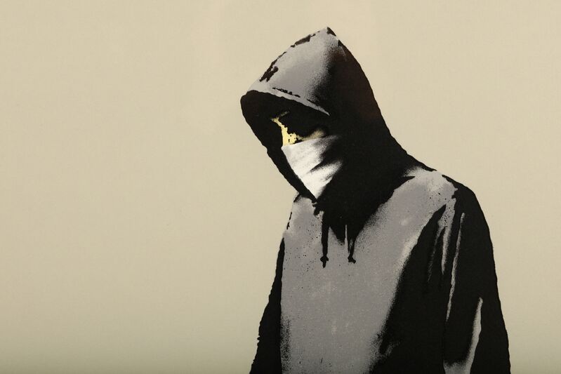 Banksy, ‘Choose Your Weapon (Warm Queue Jumper Grey)’, 2010, Print, Screenprint in colours, Chiswick Auctions