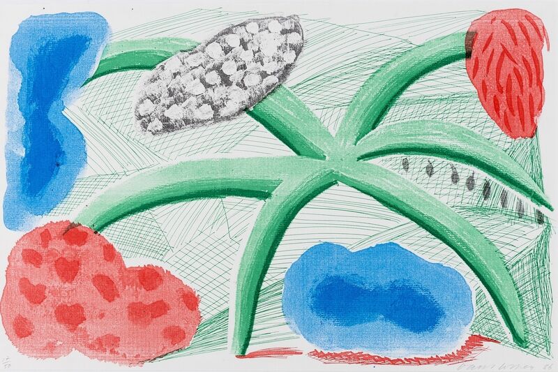 David Hockney, ‘Landscape with a plant (Tokyo 293)’, 1986, Print, Homemade print executed on an office colour copy machine in colours, Forum Auctions