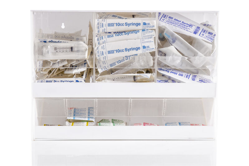 Damien Hirst, ‘Damien Hirst Love Will Tear Us Apart Signed Contemporary Art’, 1995, Sculpture, Acrylic syringe dispenser, needles, syringes and packaging, Modern Artifact