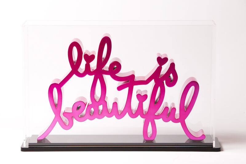 Mr. Brainwash, ‘Life is beautiful - Hard Candy Magenta’, 2020, Sculpture, Chromed die-cast resin - Plexiglass Box, Deodato Arte