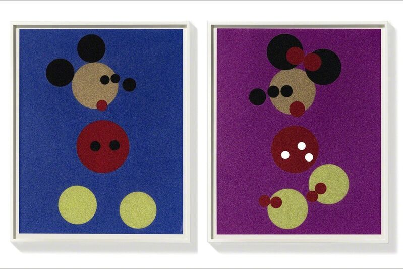 Damien Hirst, ‘Mickey (Blue Glitter) & Minnie (Pink Glitter) ’, 2016, Print, Silkscreen with glitter, Fine Art Mia