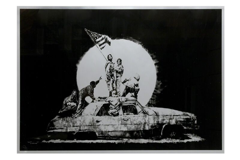 Banksy, ‘Silver Flag’, 2006, Print, Screenprint on silver paper, Chiswick Auctions