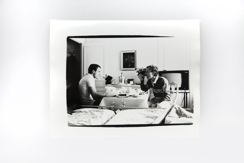 Andy Warhol, ‘Jed Johnson and Thomas Ammann in Hotel Room, Monte Carlo’, 1980, Photography, Gelatin silver print, Hedges Projects