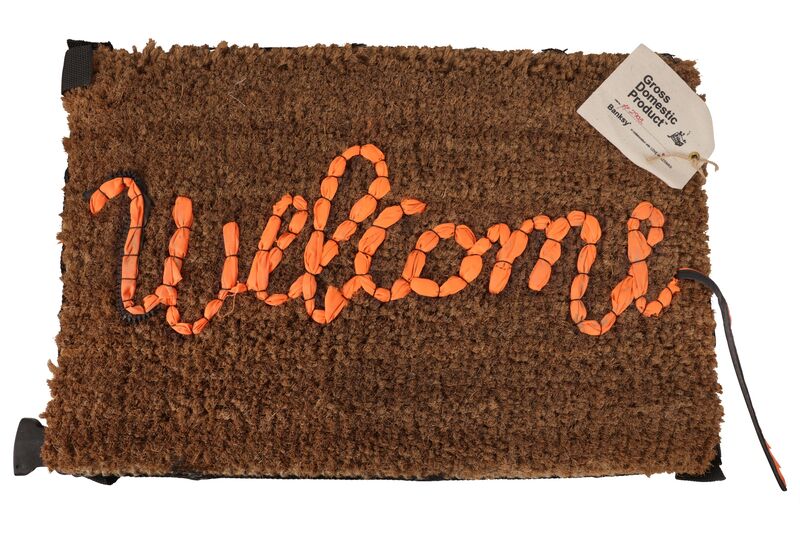 Banksy, ‘Welcome Mat’, 2019, Ephemera or Merchandise, Hand stitched welcome mat, the lettering made from the salvaged fabric of migrants' life jackets abandoned on Mediterranean beaches, Chiswick Auctions