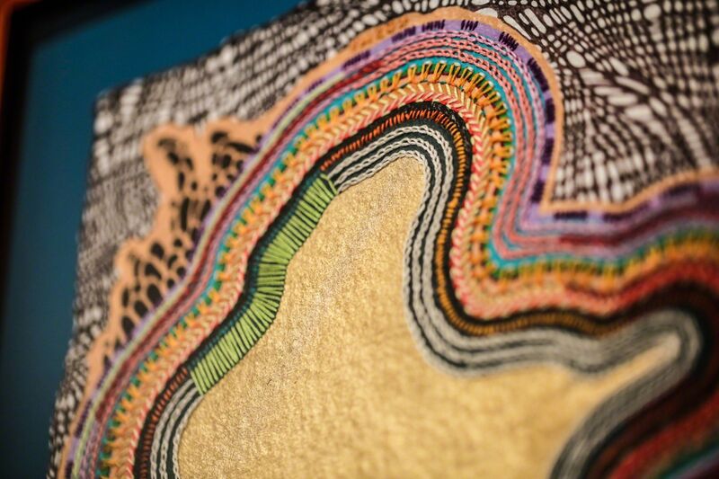 Kelly Kozma, ‘Quest’, 2014, Textile Arts, Hand embroidery, marker, latex & spray paint on rag paper, Paradigm Gallery + Studio