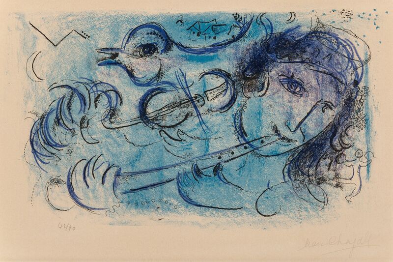 Marc Chagall, ‘Le Joueur de Flute’, 1957, Print, Lithograph in colors on Arches paper, Heritage Auctions