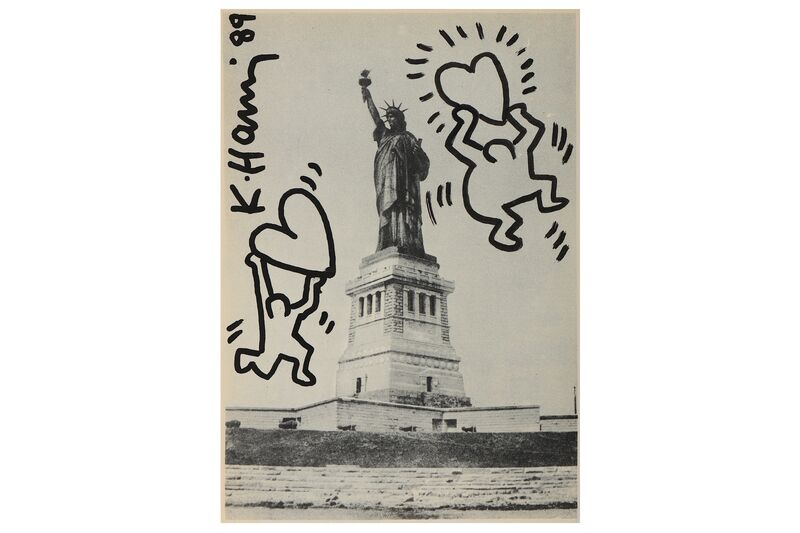 Keith Haring, ‘Pop Statue of Liberty’, 1989, Original drawing, felt tip on paper (page of a book), Chiswick Auctions