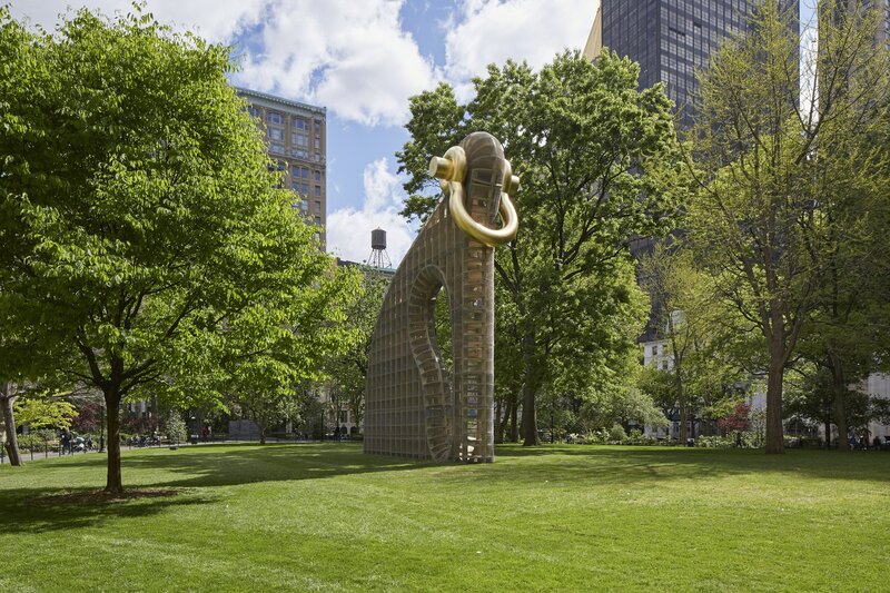 Martin Puryear, ‘Big Bling, installation view in Madison Square Park, New York’, 2016, Installation, Pressure-treated laminated timbers, plywood, fiberglass, gold leaf,, Madison Square Park