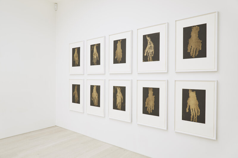 Georg Baselitz, ‘Mano IV (Gold)’, 2019, Print, Aquatint and sugar-lift aquatints from two plates on 300gsm Hahnemühle Bütten paper, Cristea Roberts Gallery