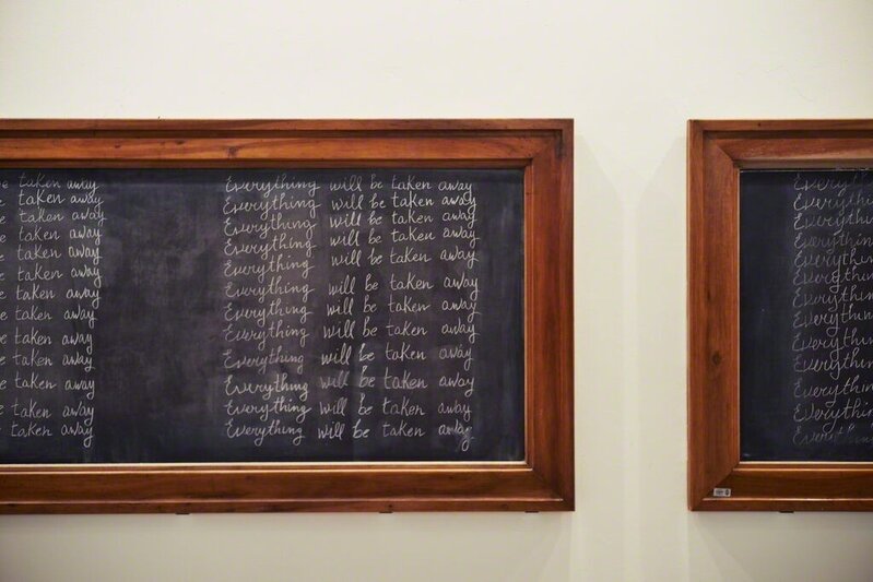Adrian Piper, ‘Everything will be taken away # 21 (Installation view)’, 2010-2013, Installation, Four school blackboards, 56th Venice Biennale