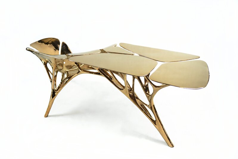 Zhipeng Tan, ‘Lotus Telephone Table’, 2016, Design/Decorative Art, Polished bronze, Gallery All