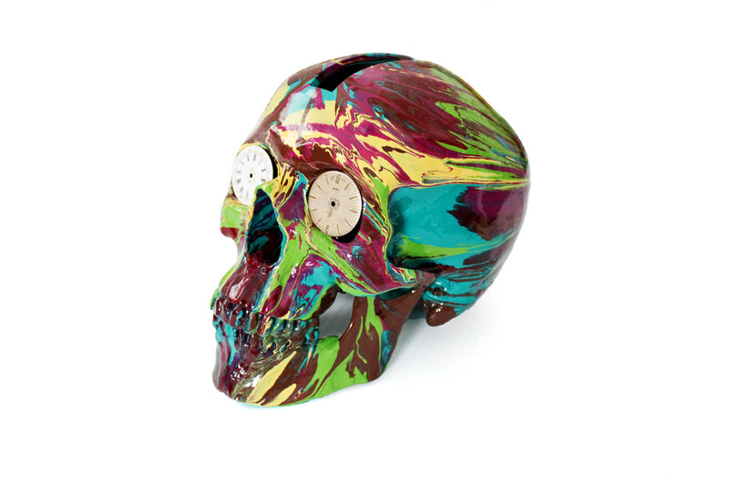 Damien Hirst, ‘The Hours Spin Skull’, 2009, Sculpture, Household gloss on plastic skull with metallic watch faces, EHC Fine Art