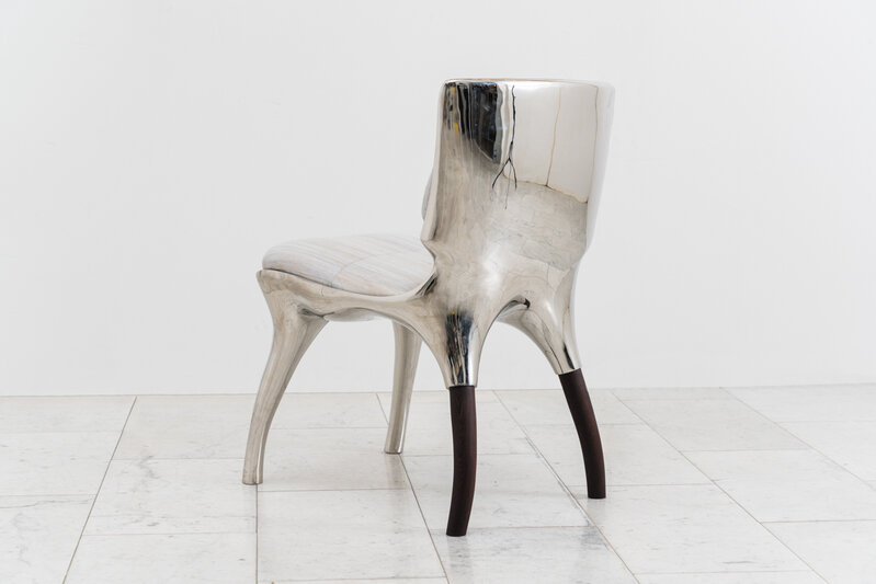 Alex Roskin, ‘ Alex Roskin, Tusk Low Chair in Polished Aluminum, USA,’, 2018, Design/Decorative Art, Hand-formed stainless steel, walnut, Todd Merrill Studio