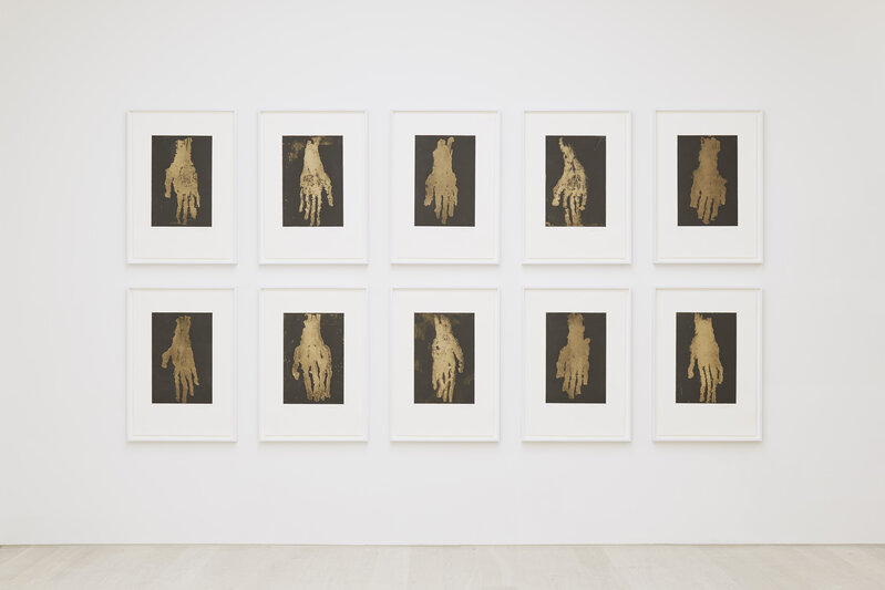 Georg Baselitz, ‘Mano IV (Gold)’, 2019, Print, Aquatint and sugar-lift aquatints from two plates on 300gsm Hahnemühle Bütten paper, Cristea Roberts Gallery