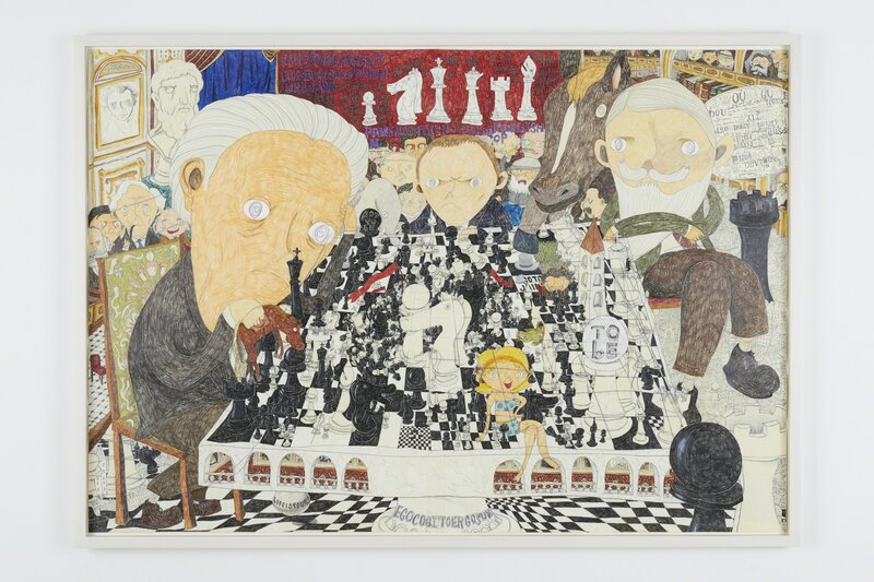 Shintaro Miyake, ‘Chess’, 2018, ￼colored pencil, pencil, acrylic and collage on paper, Tomio Koyama Gallery