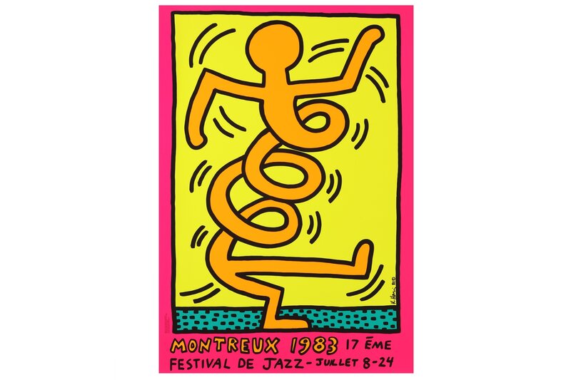 Keith Haring, ‘Montreux Jazz Festival, 1983 (Pink); Montreux Jazz Festival, 1983 (Green); Montreux Jazz Festival, 1983 (Yellow)’, 1983, Posters, Each screenprint in colours on wove paper, Chiswick Auctions