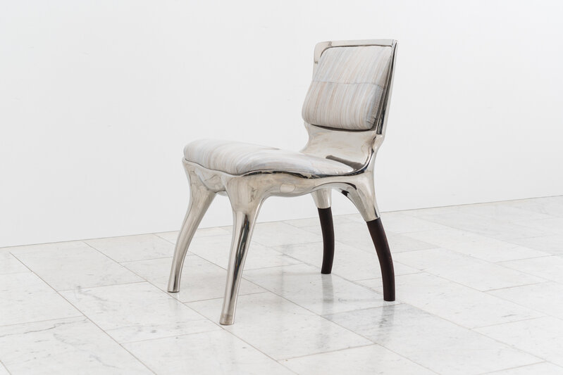 Alex Roskin, ‘ Alex Roskin, Tusk Low Chair in Polished Aluminum, USA,’, 2018, Design/Decorative Art, Hand-formed stainless steel, walnut, Todd Merrill Studio