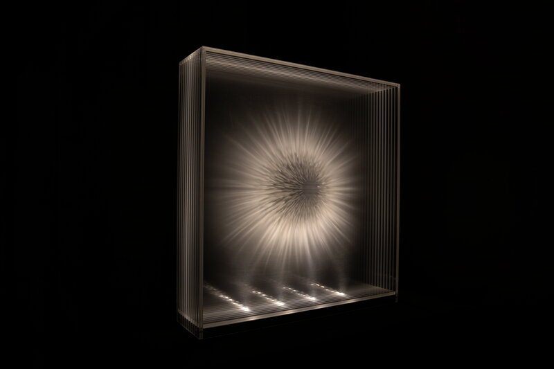 David Spriggs, ‘Vision Series’, 2019, Mixed Media, Acrylic on layered plexiglass in plexiglass display case with light box., Unit 