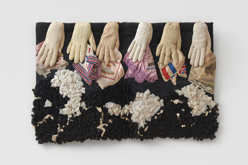 Su Richardson, ‘Goodbye Rug’, 1980, Sculpture, Gloves, net, first world war handkerchiefs, Richard Saltoun