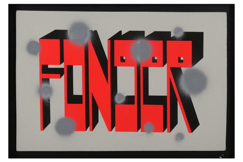 Barry McGee, ‘Fonger’, Mixed Media, Spray paint and silkscreen on cardboard, Chiswick Auctions