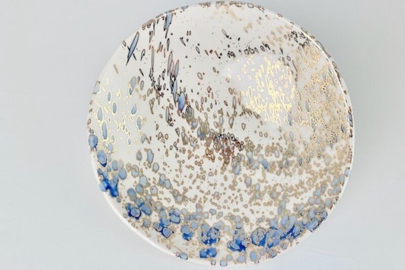 Sarah Bartolotta, ‘Plume ll’, 2020, Sculpture, Porcelain, cobalt, carbonate, glaze, gold luster, Emerge Gallery NY