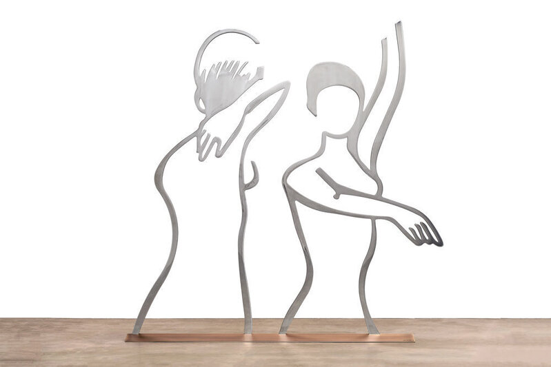 Alex Katz, ‘Dancers (Outline)’, 2019, Sculpture, Mirror polished stainless steel with anodized black edge on bronze base with patina, ARC Fine Art LLC