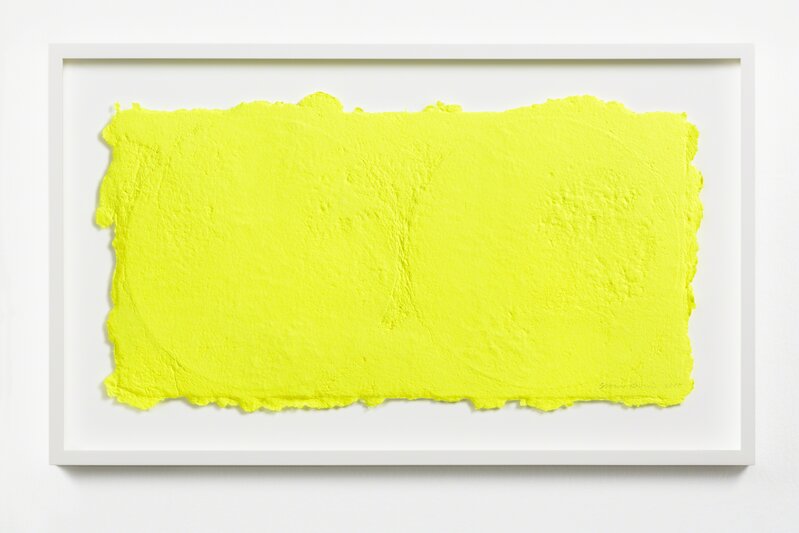 Shinro Ohtake, ‘Yellow on Two Vinyls 1’, 2015, Drawing, Collage or other Work on Paper, Vinyl records, paper pulp, STPI
