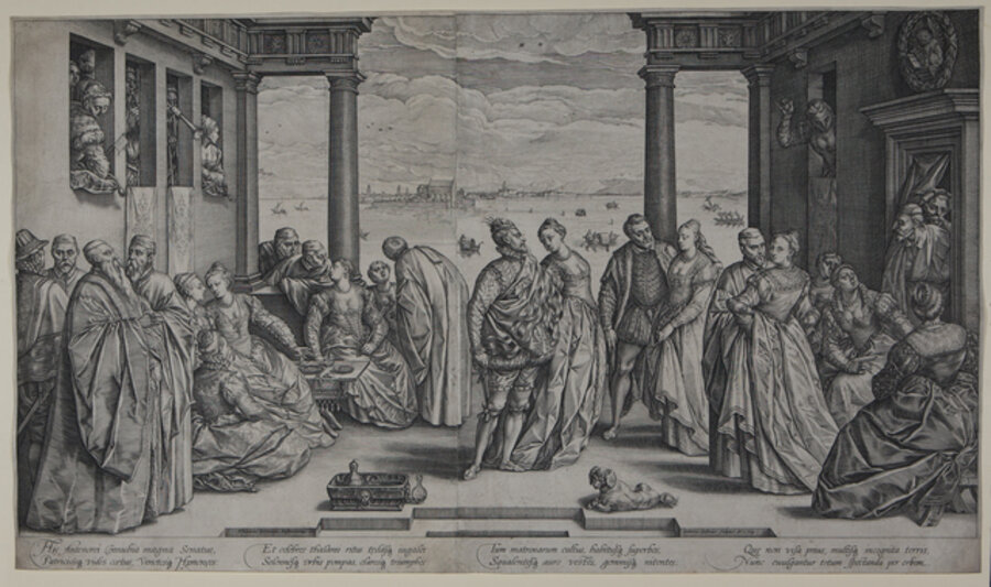 The Venetian Ball (The Venetian Wedding), in the background a view of the lagoon as seen from the house of Titian.