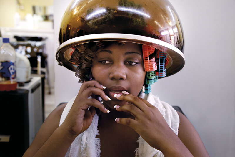 Gillian Laub, ‘Keyke and Kera in Dominique's Personal Touch Hair salon before the black prom’, ca. 2009, Photography, Archival pigment ink print, Benrubi Gallery