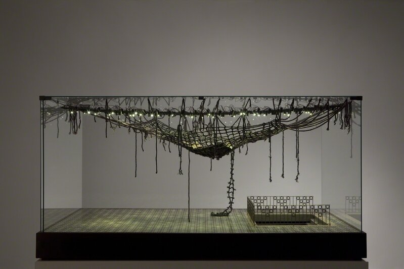 Sebastián Gordín, ‘The nest (Ville d'Avray)’, 2015, Installation, Glass, wood, cotton thread, oil on copper sheet, brass, LED light, rosenfeld
