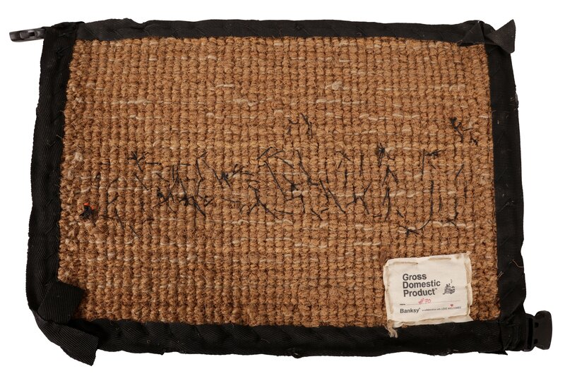 Banksy, ‘Welcome mat no. 70’, Ephemera or Merchandise, Hand stitched welcome mat, the lettering made from the salvaged fabric of migrants' life jackets abandoned on Mediterranean beaches numbered 70 (attached to a label stitched onto the reverse), Chiswick Auctions
