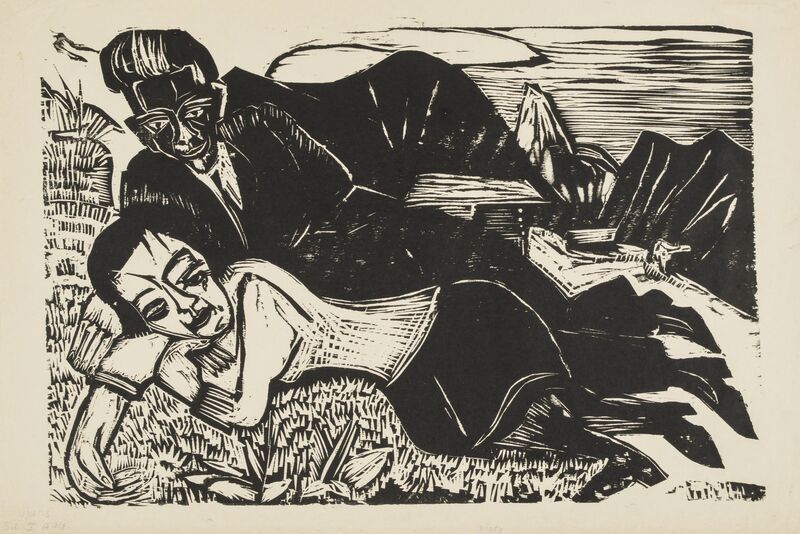 Ernst Ludwig Kirchner, ‘Couple (Lovers)’, 1921, Print, Woodcut on heavy off-white wove paper., Galerie St. Etienne