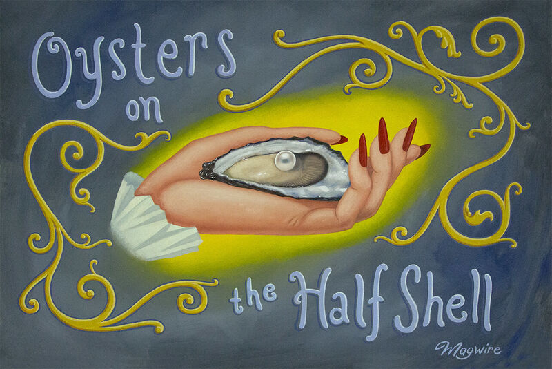 molly mcguire, ‘ "Oysters on the Half Shell"’, ca. 2017, Painting, Acrylic on re-purposed canvas, Parlor Gallery