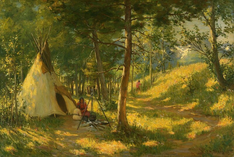Joseph Henry Sharp, ‘Restlessly at Home’, 1907, Painting, Oil on canvas, Blanton Museum of Art