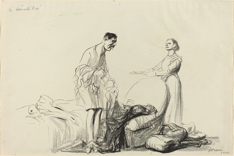 Jean-Louis Forain, ‘Le demobilise’, ca. 1914/1919, Drawing, Collage or other Work on Paper, Brush and black ink and black crayon on laid paper, National Gallery of Art, Washington, D.C.