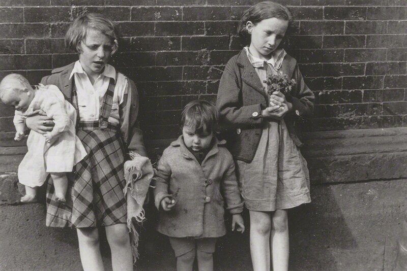 Helen Levitt, ‘Three Children with Doll and Flowers’, 1940s/1940s, Photography, Silver print unmounted, Contemporary Works/Vintage Works
