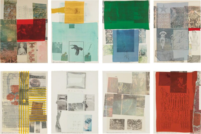 Robert Rauschenberg, ‘The Suite of Nine Prints: eight plates’, 1979, Print, Eight offset lithographs with screenprint in colors (two with fabric collage), on Rives BFK paper, the full sheets, Phillips