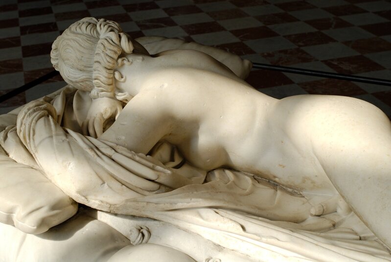‘Sleeping Hermaphroditos, Roman copy of 2nd century B.C. Greek original’, 2nd century A.D., Sculpture, Marble, Musée du Louvre