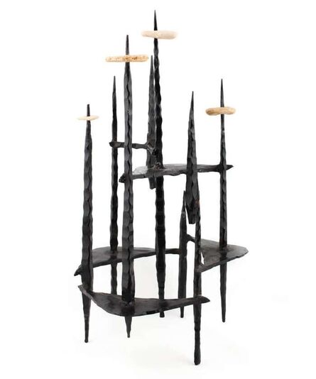 David Palombo, ‘Hand Forged Iron and Drilled Stone Candelabra’, Mid-20th Century
