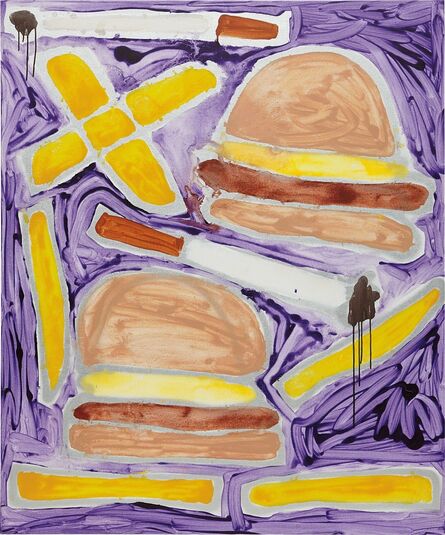 Katherine Bernhardt, ‘Hamburgers French Fries + Cigarettes’, 2014