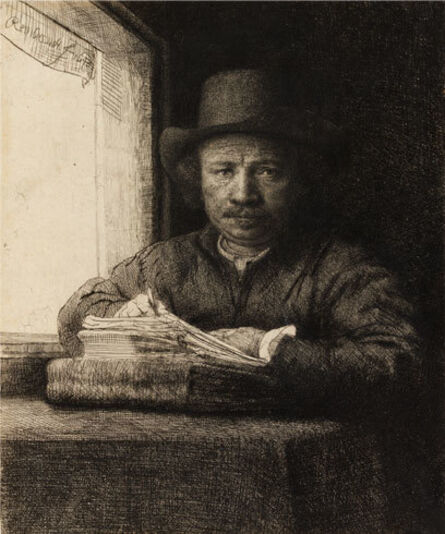 Rembrandt van Rijn, ‘Rembrandt Drawing at a Window’, ca. 1648