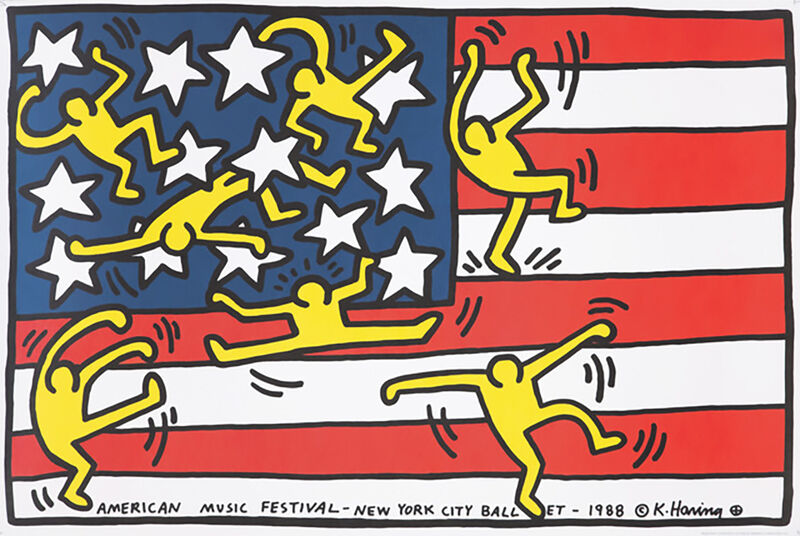 Keith Haring, ‘Keith Haring New York City Ballet poster 1988 (Keith Haring American Music Festival poster) ’, 1988, Posters, Silkscreen in colors, Lot 180 Gallery