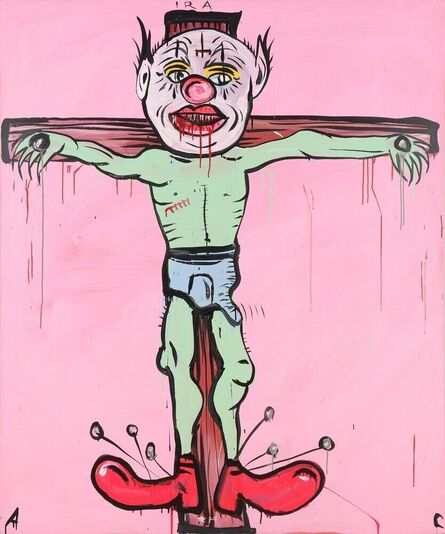 Adam Cullen, ‘IRA (clown on a crucifix)’, 2008