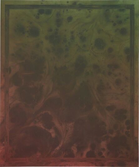 Sayre Gomez, ‘Untitled Painting in Red Over Green w/ Painted Faux Wood Grain Frame’, 2014
