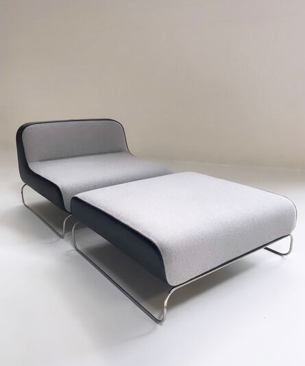 Piero Lissoni, ‘Lounge Chair & Ottoman in Loro Piana Cashmere and Leather’, Late 20th Century